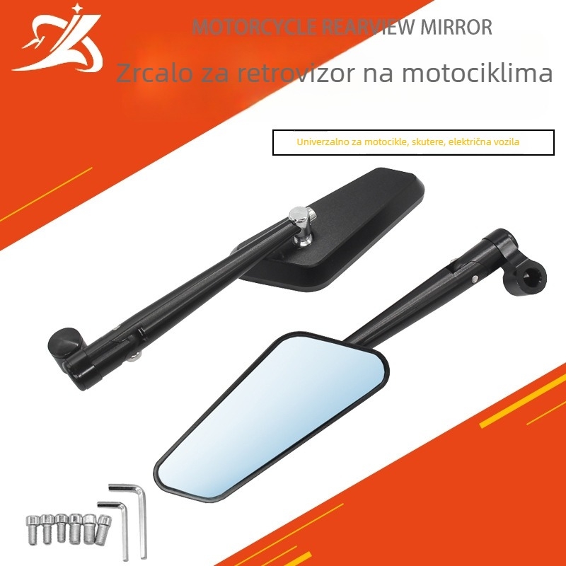 Zrcalo za motocikl CNC aluminijska legura – Model M-RM006 (Materijal: aluminij; Ugradnja: pozitivni i negativni zubi; Primjenjivi modeli: Opći)