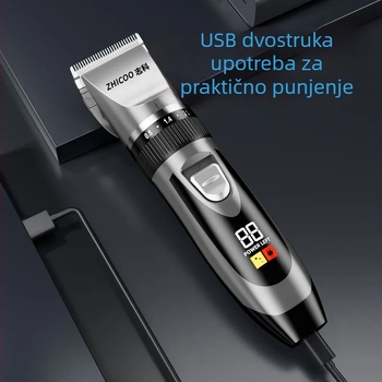 Punjavaća električna mašina za šišanje kose sa digitalnim zaslonom, samostalno šišanje, keramičke oštrice, tih četkasti motor, vodootporan