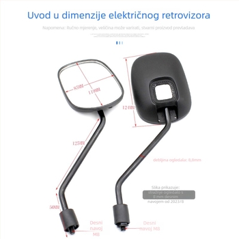 Zrcalo retrovizora za električno vozilo, konveksno veliko polje pogleda, staklena površina zrcala, 8-vodični priključak, u skladu s novim nacionalnim standardom