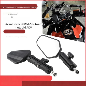 TY KNIGHT Univerzalni sklopivi retrovizor za ADV KTM off-road motocikle – ABS+metal, kvadratno ogledalo, montaža naprijed i natrag, široko vidno polje