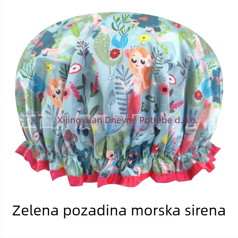 Dvostruko slojevita satensko-PEVA kapa za tuširanje za odrasle, vodootporna, pastoralni stil, 40 g