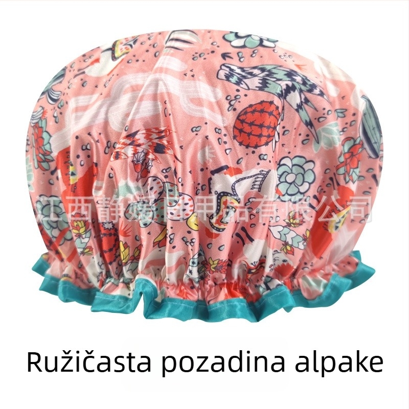 Dvostruko slojevita satensko-PEVA kapa za tuširanje za odrasle, vodootporna, pastoralni stil, 40 g
