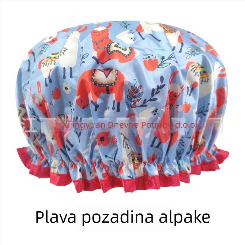 Dvostruko slojevita satensko-PEVA kapa za tuširanje za odrasle, vodootporna, pastoralni stil, 40 g