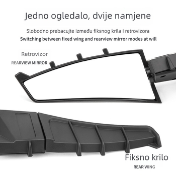 JS ABS fiksni krilni retrovizor s LED svjetlom za motocikl, plastika i staklo, kompatibilno sa Spring Breeze 250SR/450SR i Tournament 250/600