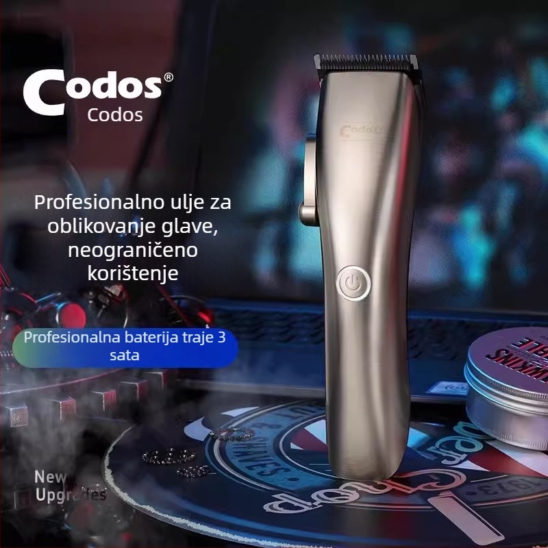Profesionalna punjiva mašinica za kosu s motorom s četkama, odvojiva i periva oštrica, ugrađena baterija 1200–2000 mAh, radno vrijeme 3–6 sati, niski nivo buke