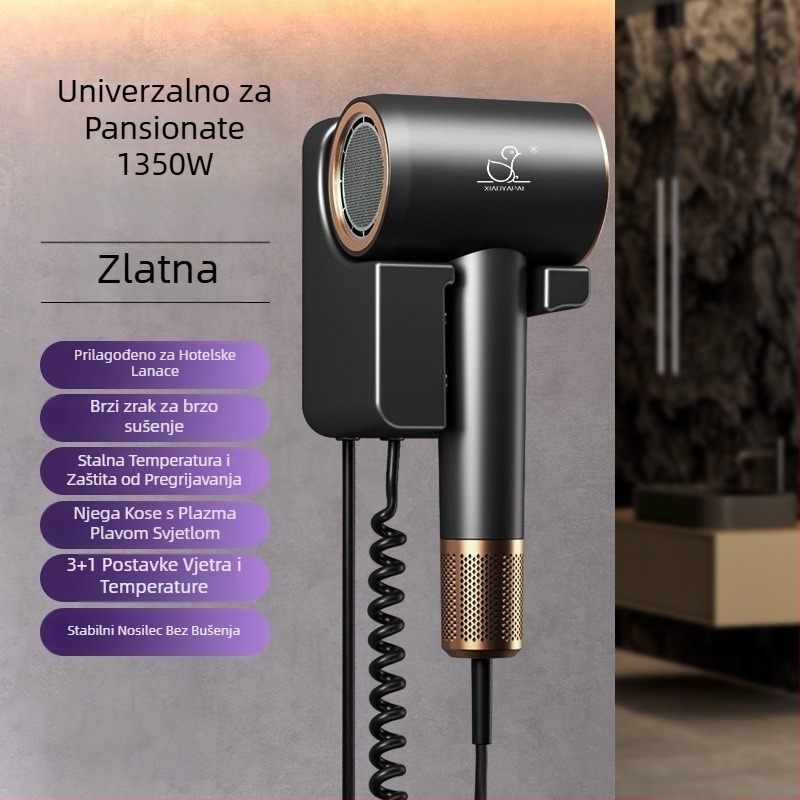 Sušilo za kosu na zid – 1000W, 220V, hladan/vruć zrak, zaštita od pregrijavanja