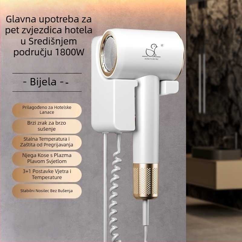 Sušilo za kosu na zid – 1000W, 220V, hladan/vruć zrak, zaštita od pregrijavanja