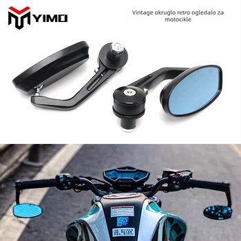 YIMO univerzalno stražnje ogledalo motocikla – ravno staklo, metalni poklopac