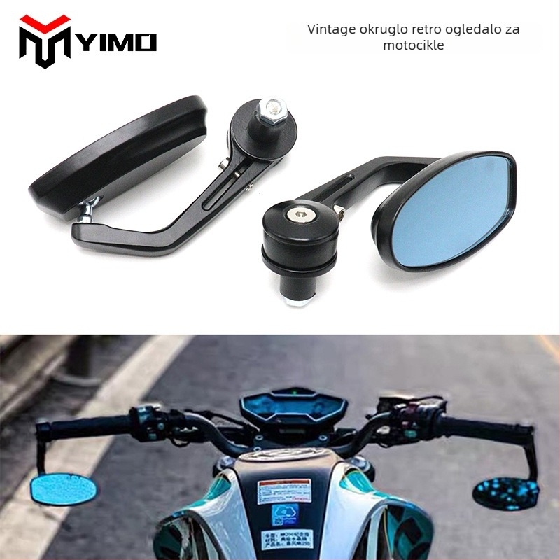 YIMO univerzalno stražnje ogledalo motocikla – ravno staklo, metalni poklopac