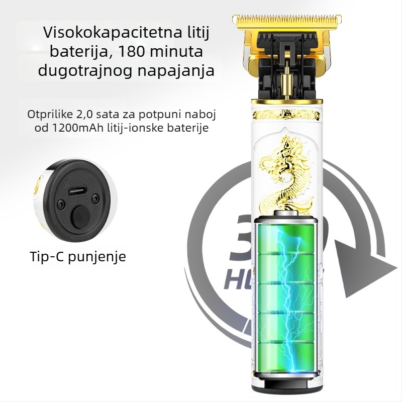 Električni šišač za kosu za kućnu upotrebu — oštrica od titanijeve legure, odvaja se i pere glava za rezanje, četkasti motor, ugrađena baterija 1200–2000 mAh