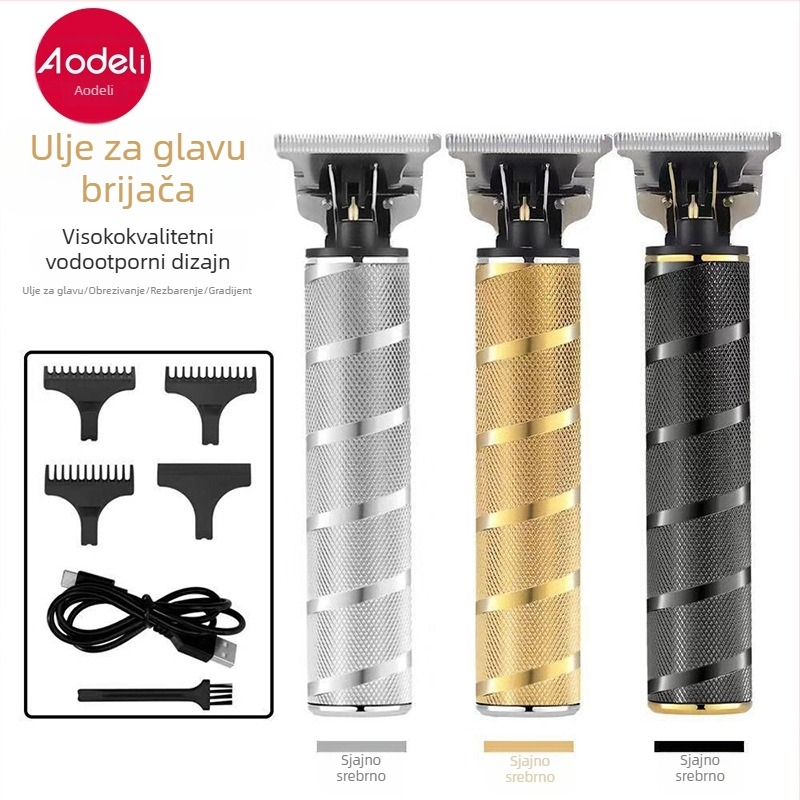 Električni šišač za kosu s USB punjenjem, oštrica od nehrđajućeg čelika, vodootporan, čišćenje bez vode, za odrasle