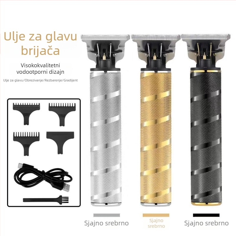 Električni šišač za kosu s USB punjenjem, oštrica od nehrđajućeg čelika, vodootporan, čišćenje bez vode, za odrasle