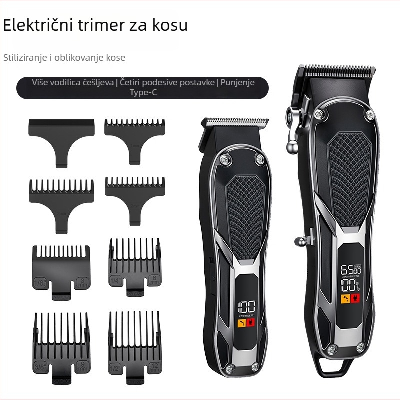 Zhimei međunarodni električni set za šišanje kose s četiri postavke, dugotrajna baterija, profesionalni salon visokih snaga