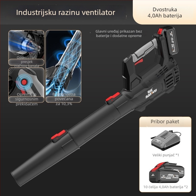 Nanwei litijsko-baterijski puhac industrijske klase visokih snaga, s 3C certifikatom, kompatibilan s AC/DC ≤50V za prašinu, lišće i snijeg