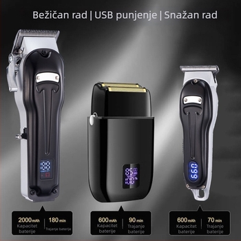 Muški profesionalni bežični šišač za kosu s T-oblika oštricom, za nosne dlačice, nehrđajući čelik, ugrađena baterija 1000–1200 mAh