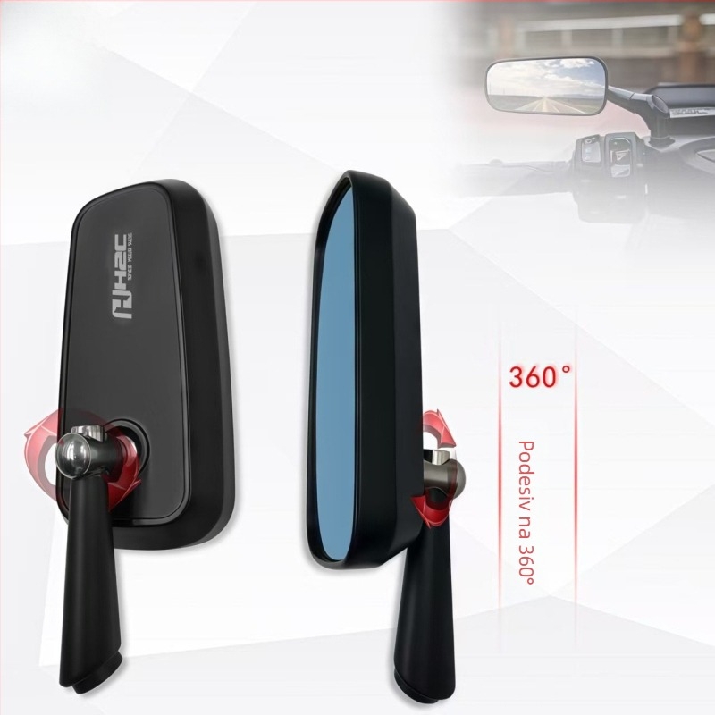 Zadnji retrovizor od aluminijske legure za motocikle i električna vozila, anti-odsjaj, kvadratni retrovizor, univerzalna kompatibilnost, model H2c-full die-casting