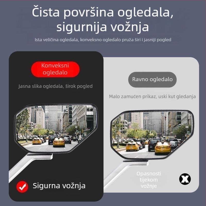 Retrovizor za električni bicikl, kratka stalk, univerzalno kompatibilan