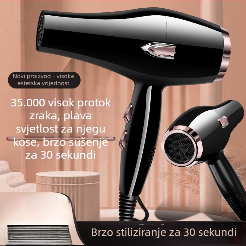 Sušilo za kosu s četkastim motorom, 5000W, vrući/hladni zrak, 220V, plavo svjetlo s negativnim ionima