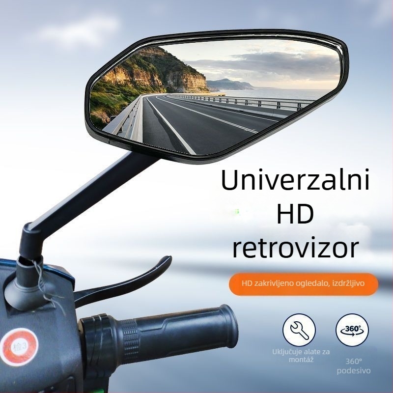 Retrovizor za električne romobile — HD konveksni, povratno gledanje, univerzalna kompatibilnost
