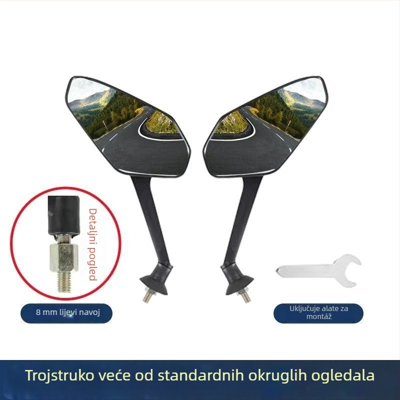 Retrovizor za električne romobile — HD konveksni, povratno gledanje, univerzalna kompatibilnost