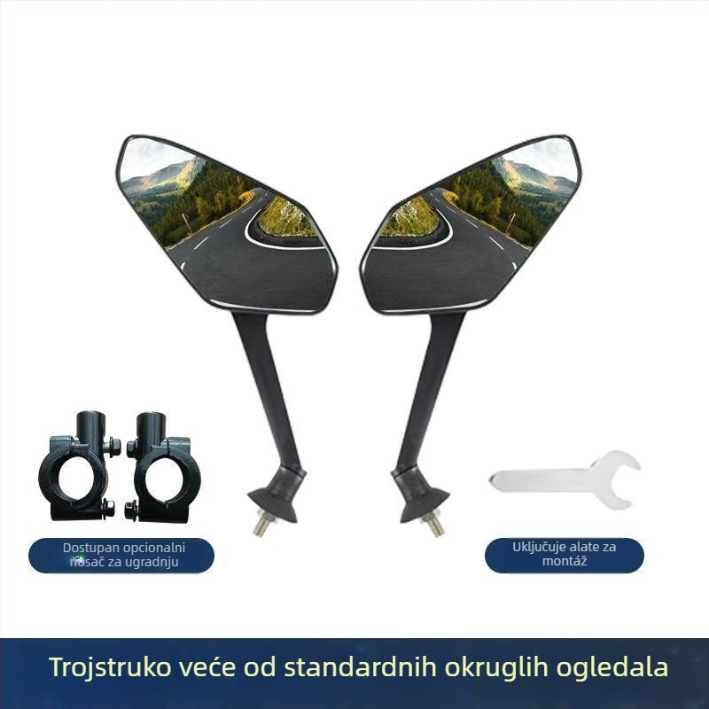 Retrovizor za električne romobile — HD konveksni, povratno gledanje, univerzalna kompatibilnost