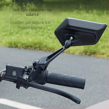 Zrcalo retrovizor za električni skuter, universalni kvadratni oblik, aluminijeva legura, montaža naprijed i nazad