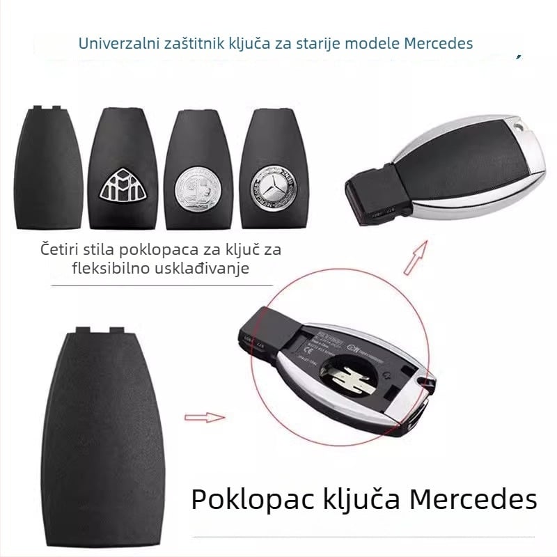 Mercedes-Benz zadnji poklop ključa i poklopac baterije, ABS kućište i ABS ključ, kompatibilno s modelima S300/S350/E260/E300/C200/GLK300/ML350/B200, bez daljinskog upravljanja, težina 01