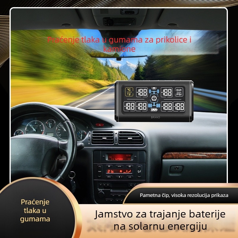 TPMS sustav za nadzor tlaka u gumama kamiona – 6 kotača, vanjski bežični, digitalni zaslon, visoka preciznost (Model X6)