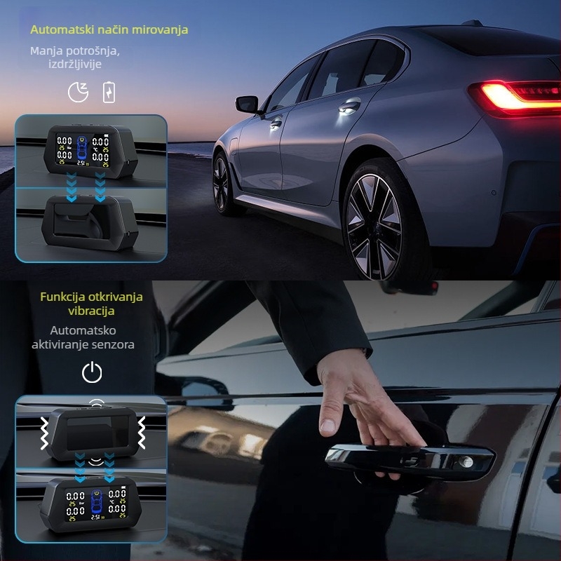 Sustav praćenja tlaka u gumama automobila, univerzalan, unutarnji i vanjski sustav, digitalni prikaz visoke preciznosti
