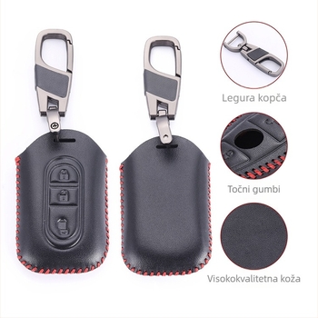 Kožna futrola za ključeve za Nissan Navara — jednostavan stil, mogućnost prilagodbe, prava koža