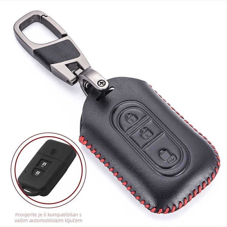 Kožna futrola za ključeve za Nissan Navara — jednostavan stil, mogućnost prilagodbe, prava koža