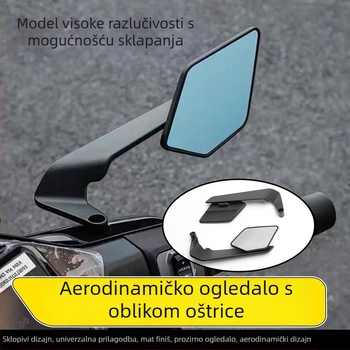 Motociklističko retrovizor CL-012, aluminij, kvadratnog oblika, montaža prednje i stražnje zubima