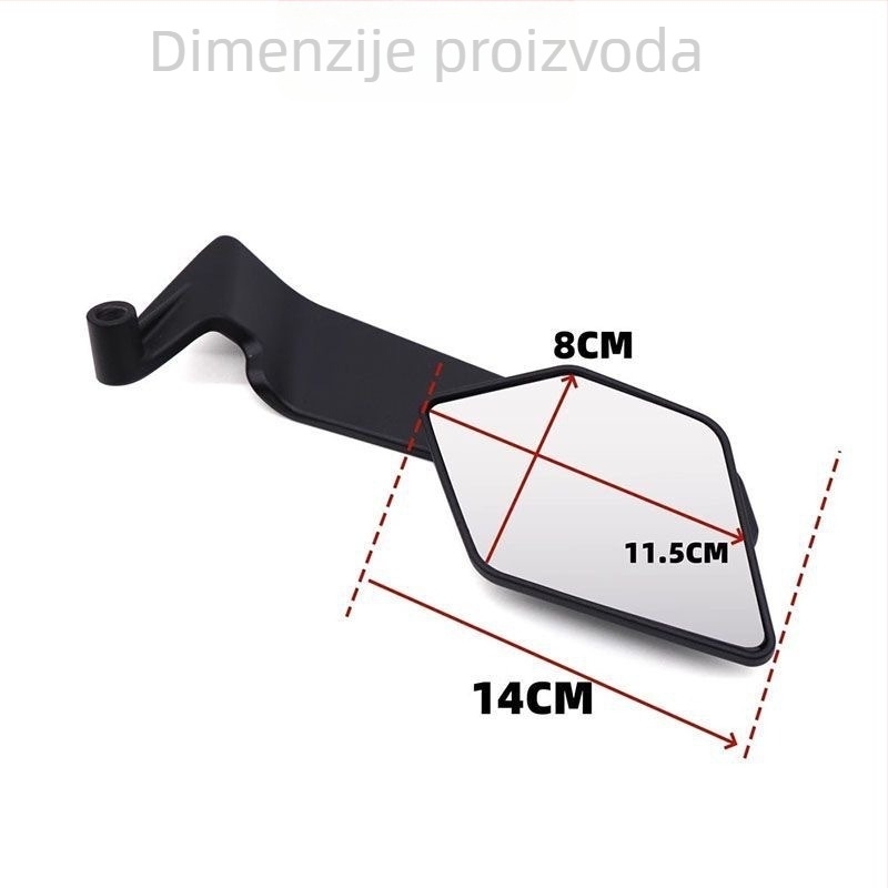 Motociklističko retrovizor CL-012, aluminij, kvadratnog oblika, montaža prednje i stražnje zubima