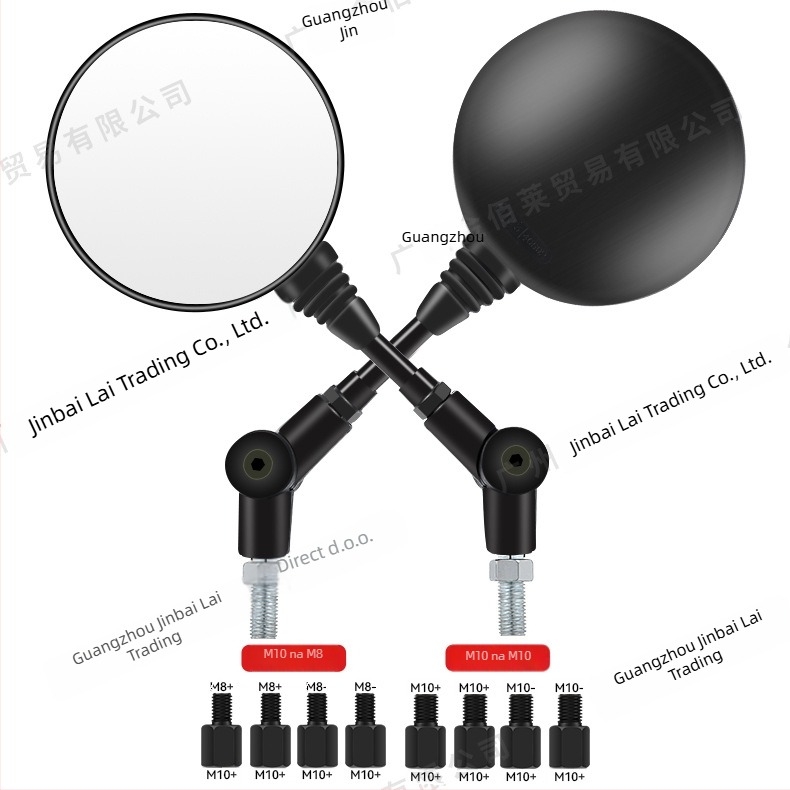 Zrcalo retrovizor za KTM električni motocikl, sklopno, kružnog oblika, široki pogled; materijal: metal + ABS; kućište: plastika; modeli HSJ-20004, HSJ-20115