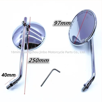 Motociklističko kružno retrovizor s univerzalnim držačem – model 6018, kućište od željeza i ABS