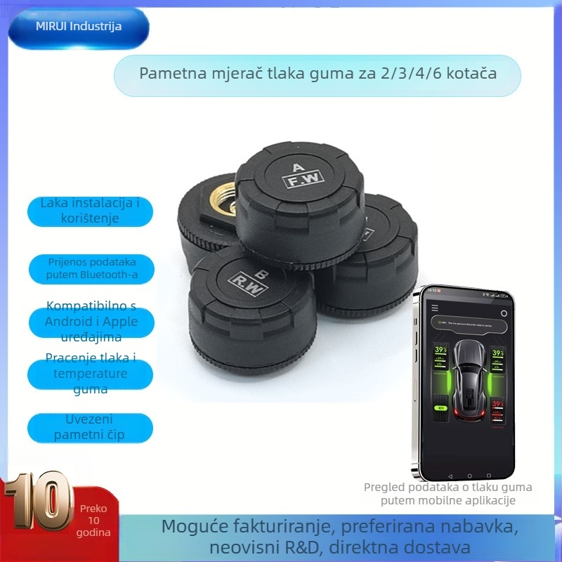 Vanjski TPMS sustav za praćenje tlaka u gumama - Bluetooth APP prikaz, TR03 model, raspon tlaka 700, visoka preciznost