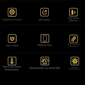 TPMS sustav za praćenje tlaka u gumama s Bluetoothom 5.0, digitalni zaslon, model V101B, za mala i srednja vozila, visoka preciznost