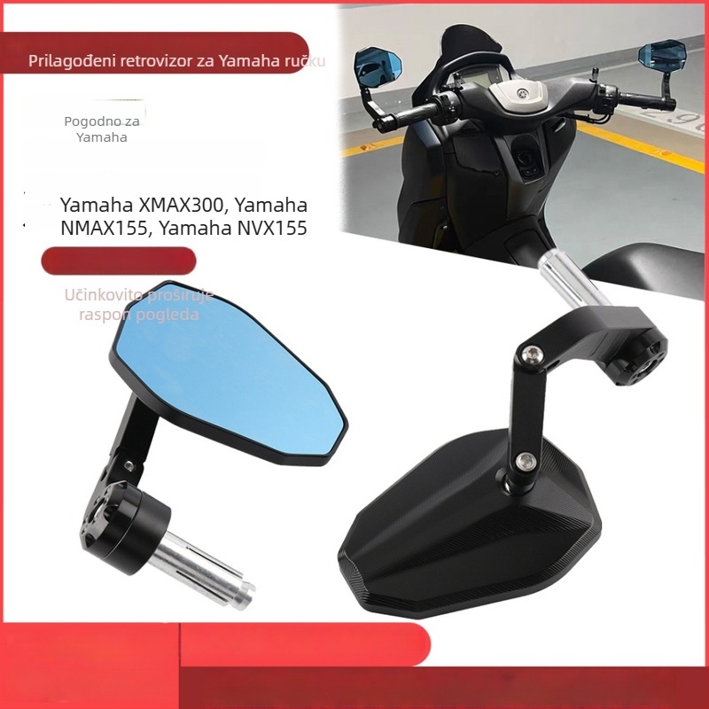 CNC obrađeni aluminijski retrovizor za Yamaha XMAX300, NMAX155, NVX – HD ogledalo s osam ili devet stranica
