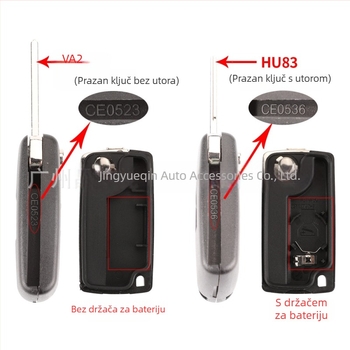 3-gumbasti sklapan daljinski ključ za Peugeot Citroën, 433MHz, ID46 čip, kućište od inženjerskih plastika