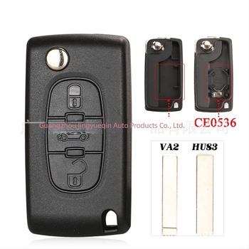 3-gumbasti sklapan daljinski ključ za Peugeot Citroën, 433MHz, ID46 čip, kućište od inženjerskih plastika