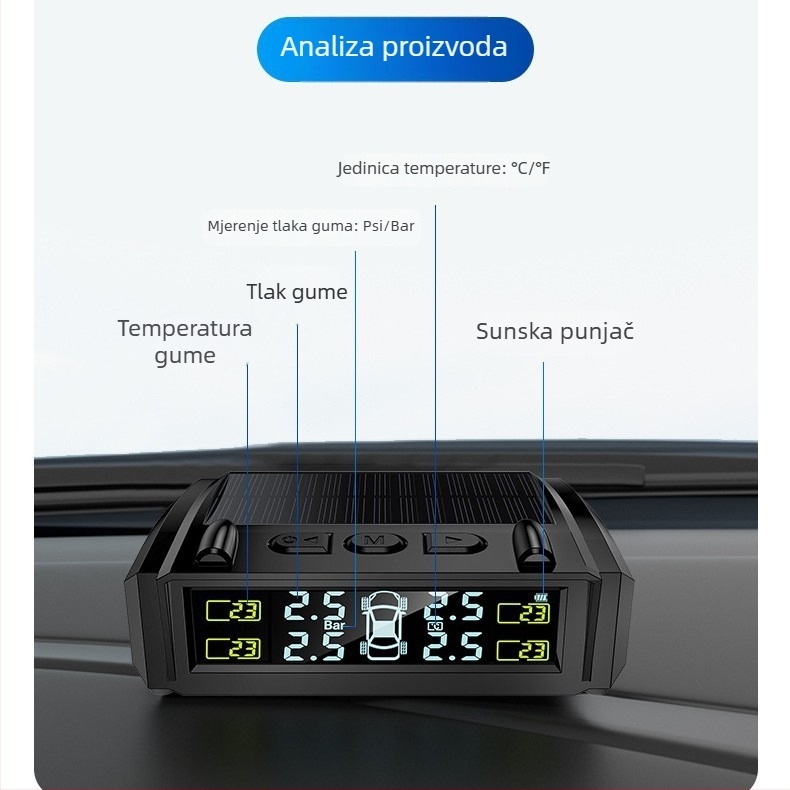 TY36 Mini TPMS s Digitalnim Zaslonom, Bežični Prijenos u Stvarnom Vremenu, Visoka Preciznost Senzora, Funkcija Deflacije