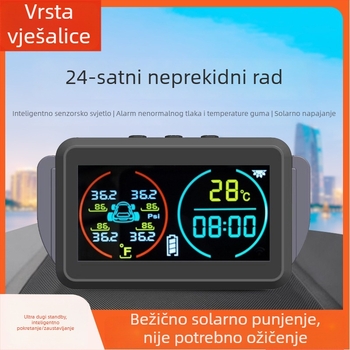 Novi TPMS senzor tlaka u gumama s prikazom vremena i temperature, bežični solarni senzor za automobile, univerzalni