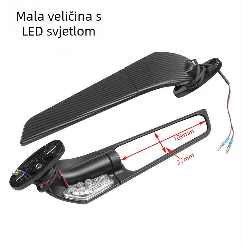 Panel retrovizora za motocikl sa kvadratnim ogledalom, tijelo od aluminijske zlitine, kućište ABS, za modele Kawasaki Yamaha Wind Knife, model -2