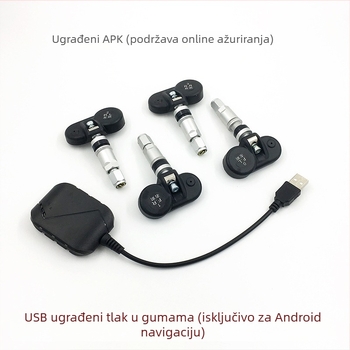 USB ugrađeni sustav praćenja tlaka u gumama s velikim zaslonom za Android navigaciju – TPMS
