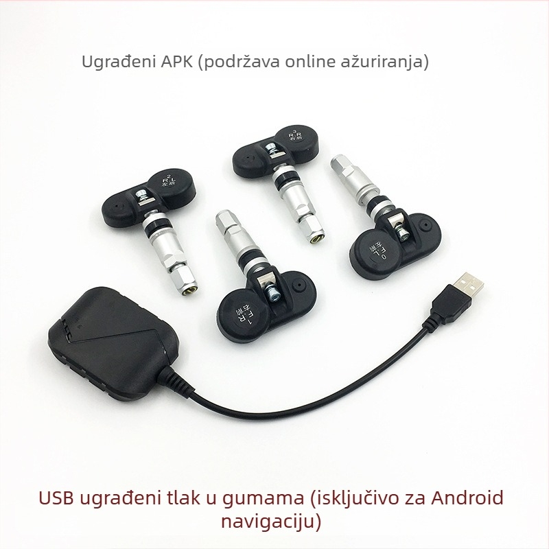 USB ugrađeni sustav praćenja tlaka u gumama s velikim zaslonom za Android navigaciju – TPMS