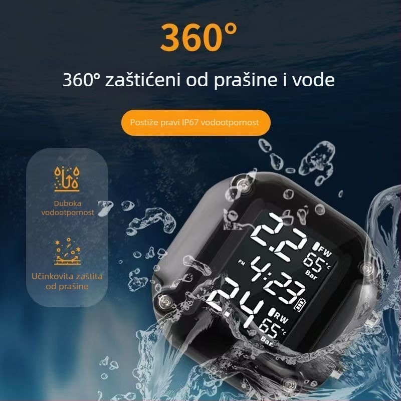 M5 sustav praćenja tlaka u gumama za motocikl, digitalni zaslon, raspon 0-8 bar, visoka preciznost