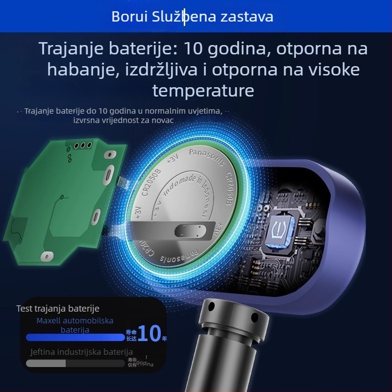 Sistem za praćenje tlaka u gumama za Tesla – visoka preciznost, dvostruki zaslon, ugrađeni, model TSL, 0–5,8 bar