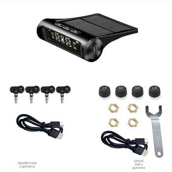 Solarni TPMS za nadzor tlaka u gumama za automobile, vanjski bežični senzor, univerzalno, visoka preciznost