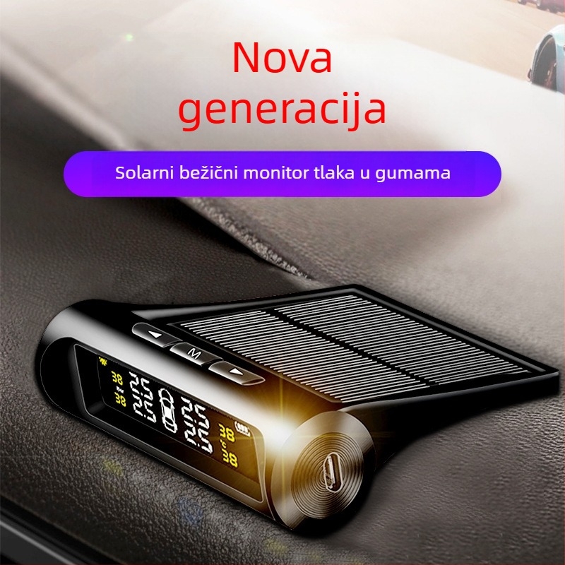 Solarni TPMS za nadzor tlaka u gumama za automobile, vanjski bežični senzor, univerzalno, visoka preciznost