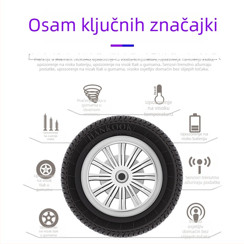Solarni TPMS za nadzor tlaka u gumama za automobile, vanjski bežični senzor, univerzalno, visoka preciznost